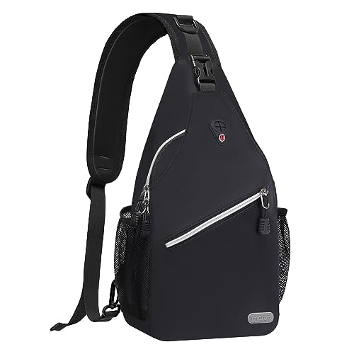 MOSISO Brusttasche Sling Bag Sling Rucksack Schulterrucksack,Polyester Multipurpose Crossbody Schultertasche Umhängetasche Sporttasche Reise Wander Daypack für Herren Damen, Schwarz von MOSISO