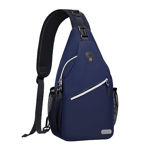 MOSISO Brusttasche Sling Bag Sling Rucksack Schulterrucksack,Polyester Multipurpose Crossbody Schultertasche Umhängetasche Sporttasche Reise Wander Daypack für Herren Damen, Navy Blau von MOSISO