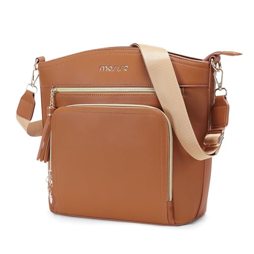 MOSISO Crossbody Bag, Geldbörse für Damen Crossbody Bag, Multi Taschen Handtasche Umhängetasche mit Kartenhalter Geldbörse Quaste, Braun von MOSISO