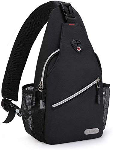 MOSISO Mini Sling Bag Sling Rucksack, Klein Brusttasche Crossbody Bag Wandern Daypack Reisen Outdoor Freizeit Sporttasche One Shoulder Tasche für Herren & Damen, Schwarz von MOSISO