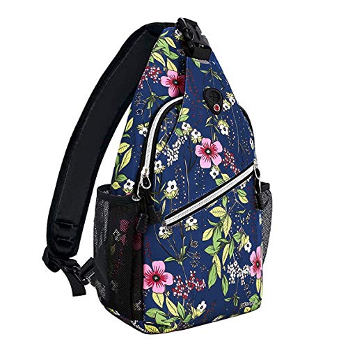 MOSISO Sling Rucksack Brusttasche, Reise Wander Tagesrucksack Immergrün Crossbody Umhängetasche, Blau von MOSISO