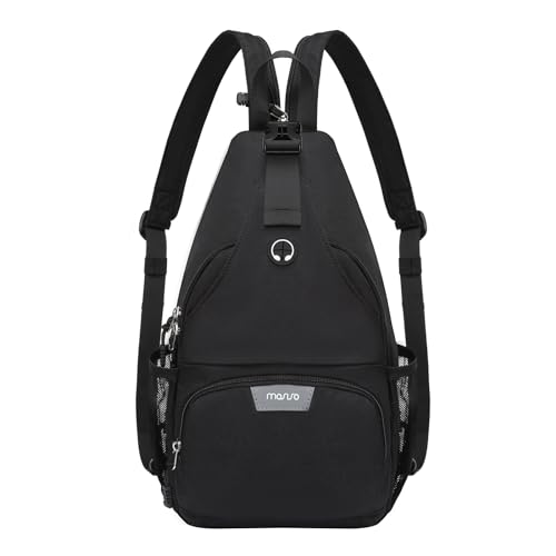 MOSISO Sling Rucksack Reisen Wandern Tagesrucksack, Crossbody Cabrio Sling Bag mit Fronttasche Eine Schulter Chest Bag, Schwarz von MOSISO