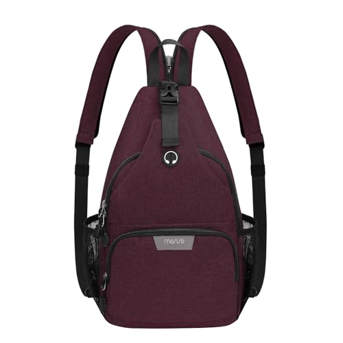 MOSISO Sling Rucksack Reisen Wandern Tagesrucksack, Crossbody Cabrio Sling Bag mit Fronttasche Eine Schulter Chest Bag, Weinrot MOSISO Sling Rucksack Reisen Wandern Tagesrucksack, Crossbody Cabrio Sling Bag mit Fronttasche Eine Schulter Chest Bag, Weinrot von MOSISO