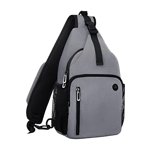 MOSISO Sling Rucksack Tasche, Mehrzweck Umhängetasche Reise Wander Tagesrucksack Brusttasche mit Quadratischer Fronttasche & USB Ladeanschluss, Grau MOSISO Sling Rucksack Tasche, Mehrzweck Umhängetasche Reise Wander Tagesrucksack Brusttasche mit Quadratischer Fronttasche & USB Ladeanschluss, Grau von MOSISO