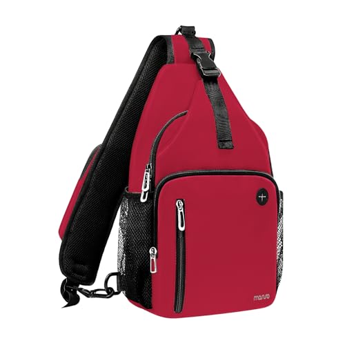 MOSISO Sling Rucksack Tasche, Mehrzweck Umhängetasche Reise Wander Tagesrucksack Brusttasche mit Quadratischer Fronttasche & USB Ladeanschluss, Rot MOSISO Sling Rucksack Tasche, Mehrzweck Umhängetasche Reise Wander Tagesrucksack Brusttasche mit Quadratischer Fronttasche & USB Ladeanschluss, Rot von MOSISO