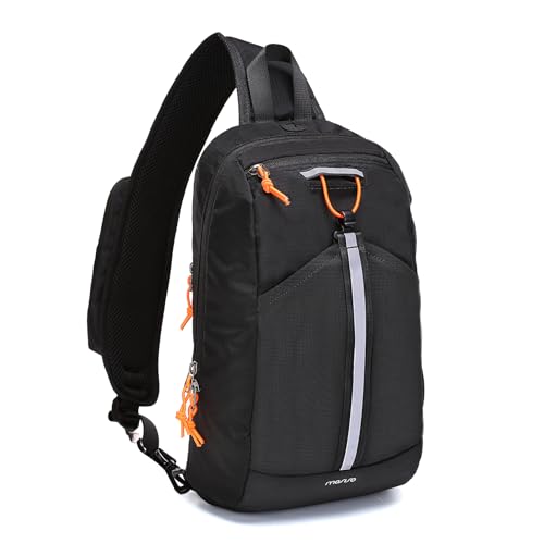 MOSISO Umhängetasche RFID Crossbody Sling Rucksack für Frauen Männer,Anti-Diebstahl Reise Wandern Daypack mit Front Mesh Tasche Ein Schulter Brusttasche,Schwarz von MOSISO