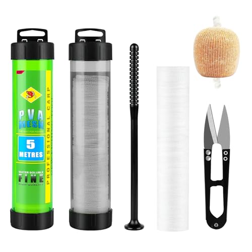 MOSTFUN 5m PVA Netz Angeln, 25mm Breit PVA Beutel Angeln Set mit Schere, Schnelles Schmelzen PVA Mesh Set Karpfen Angeln Netz mit Trichter Und Kolben für Boilie Köder Futter MOSTFUN 5m PVA Netz Angeln, 25mm Breit PVA Beutel Angeln Set mit Schere, Schnelles Schmelzen PVA Mesh Set Karpfen Angeln Netz mit Trichter Und Kolben für Boilie Köder Futter von MOSTFUN