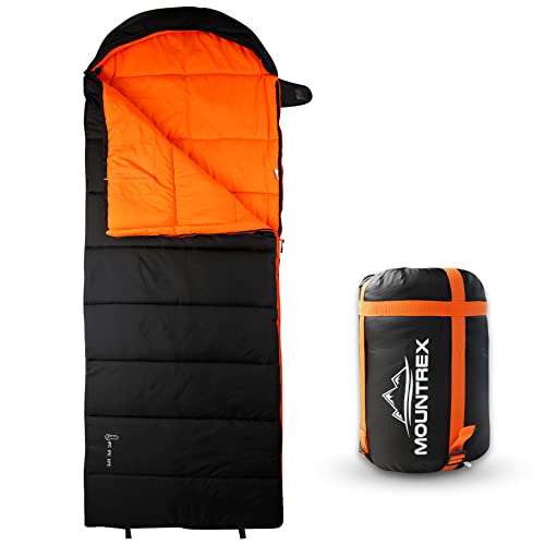 MOUNTREX® Schlafsack für Camping & Outdoor -5°C / 10°C - Deckenschlafsack (205 x 75cm) - 3 Jahreszeiten - Leicht & Warm (1.6 Kg) - Erwachsene, Damen und Herren – Koppelbar (RV - Links, Schwarz) von MOUNTREX