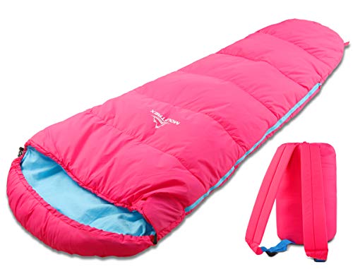 MOUNTREX® Kinderschlafsack - Tragbar wie ein Rucksack - Schlafsack für Kinder (175 x 70 x 45 cm) - Outdoor, Reise, Zelten, Camping – Mumienschlafsack Leicht & Kompakt - 100% Baumwolle Innenfutter von MOUNTREX