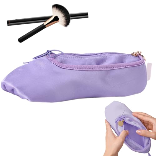 Ballett -Make -up -Tasche, süße Ballettschuhtasche mit Bowknot, Reißverschluss -Tanz -Make -up -Tasche, tragbare Hängespitze -Schuhtasche mit Haken für Frauen Girl Tanzliebhaber, Lila von MOUNTTU