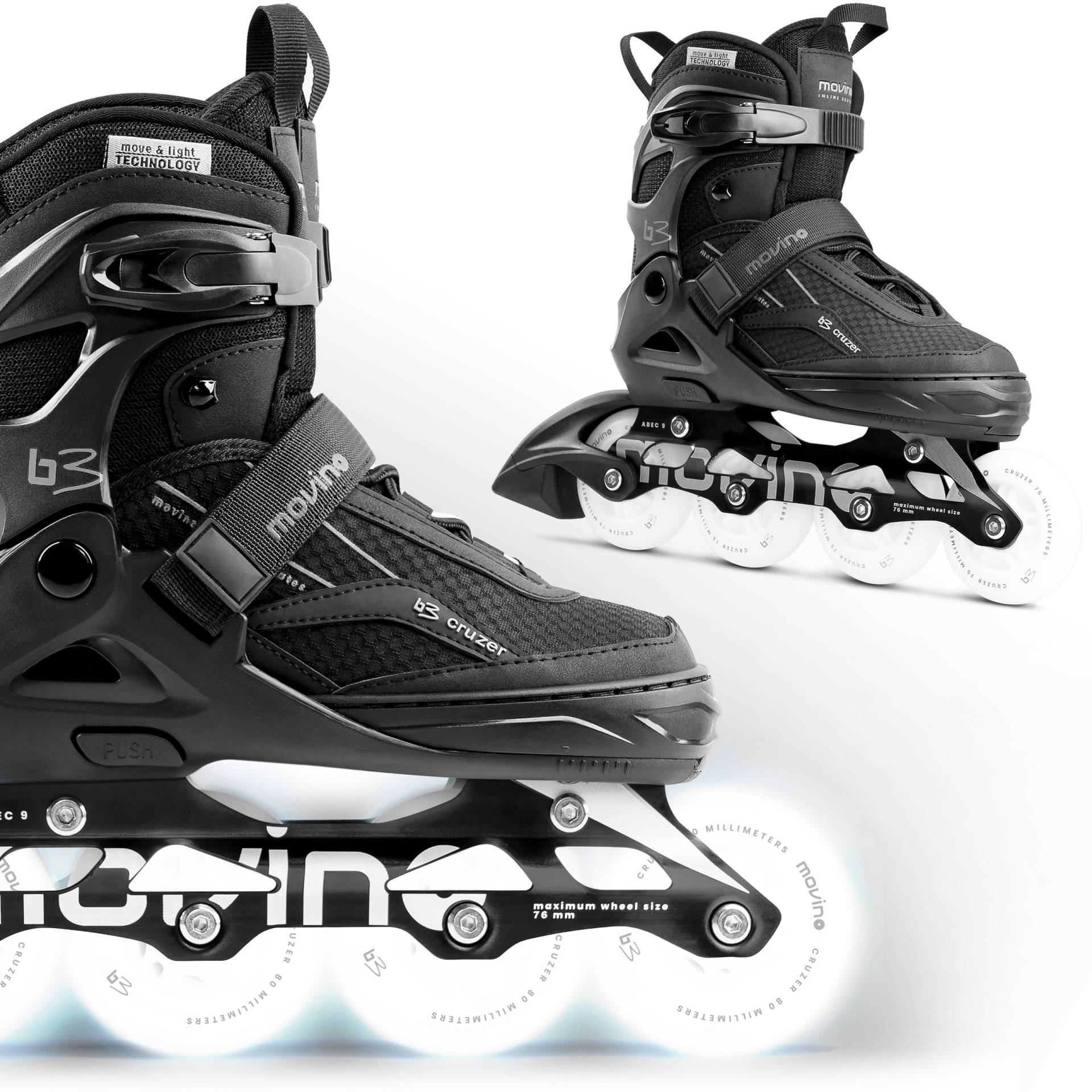 Kinder Fitness Inline-skates Inliner Cruzer B3 Größe M Weiß von MOVINO