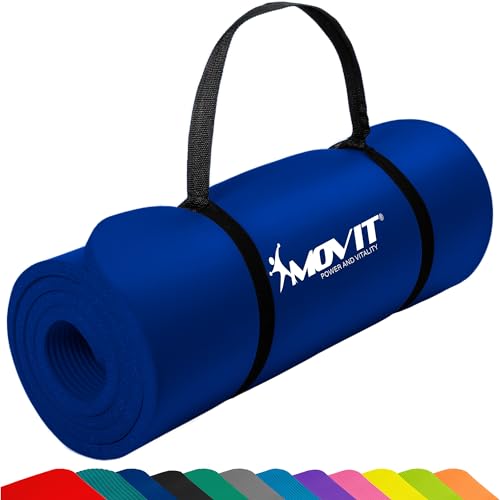 MOVIT Gymnastikmatte, hautfreundlich und phthalatfrei, in 3 Größen und 12 Farben - Auswahl: 183cm x 60cm x 1,0cm in dunkel-blau von MOVIT