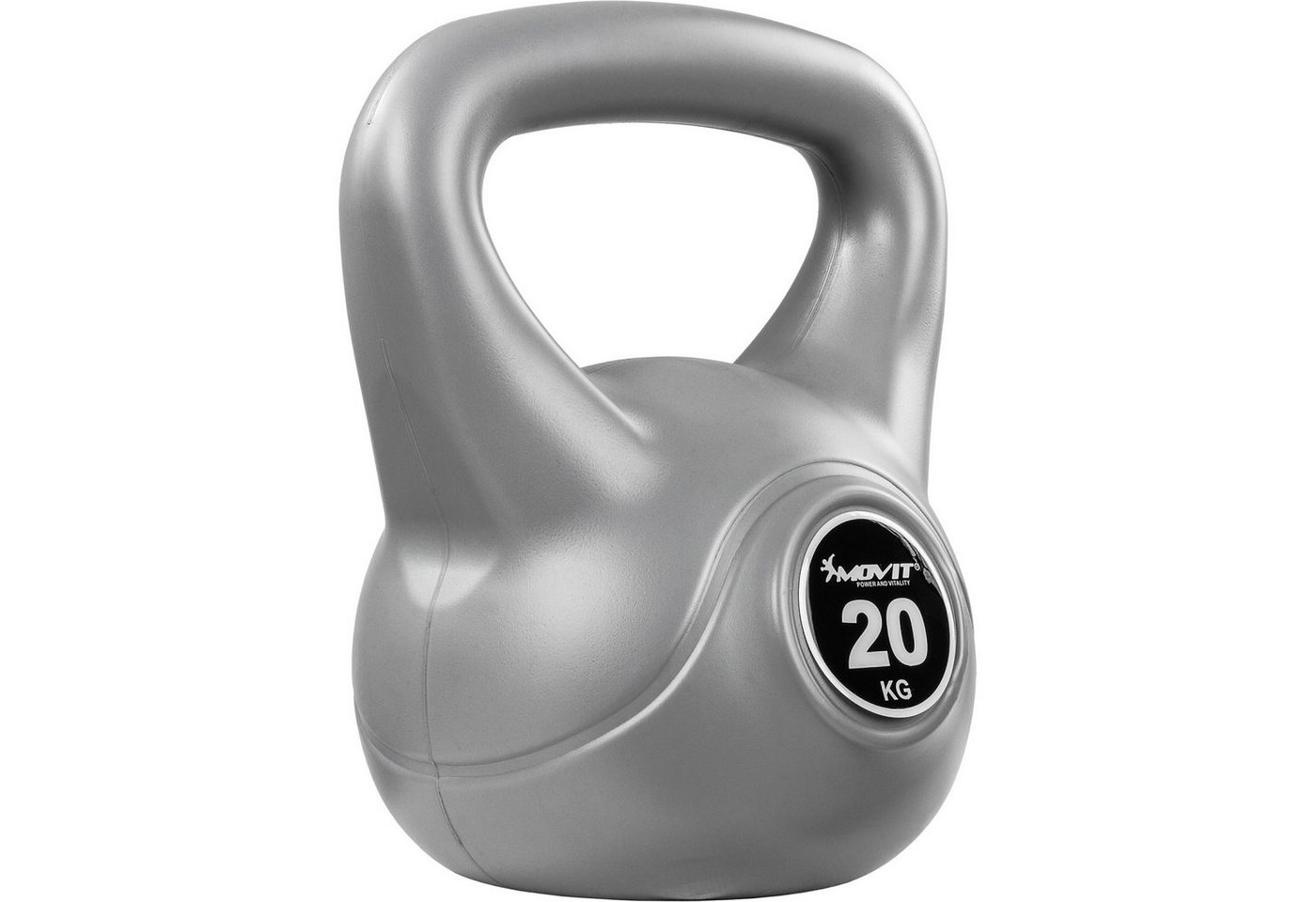 MOVIT Kettlebell Kettlebell Basic, Schwunghantel, Kugelgewicht, (Hantel), bodenschonender Kunststoffummantelung in Grau, 1 kg bis 20 kg von MOVIT