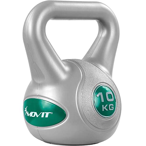 MOVIT Kettlebell STYLISH GREY, Kugelhantel mit bodenschonender Kunststoffhülle, 2 kg bis 20 kg, schadstoffgeprüft, 10 kg petrol von MOVIT