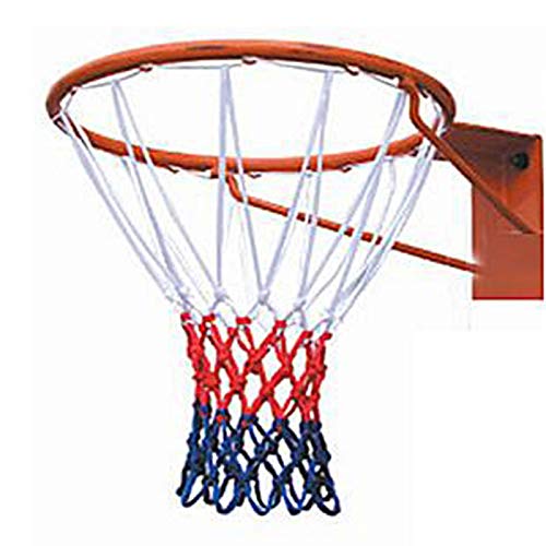 MOVKZACV 50 cm sehr robustes Basketballnetz, Ersatz, starke und langlebige Polypropylen-Faser, dreifarbiges Basketballkorbnetz, Zubehör für Outdoor-Indoor-Sport, 12 Schlaufen von MOVKZACV