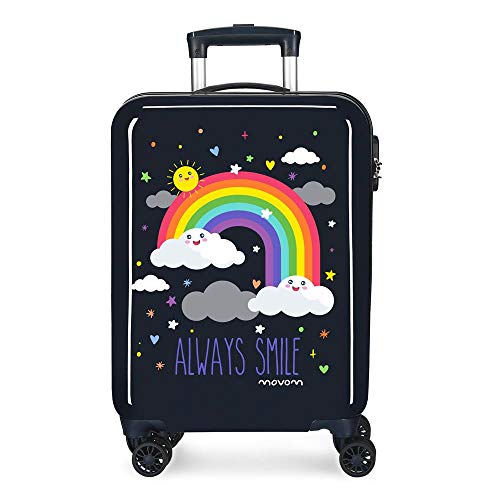 Enso Arcoiris Always Smile Kabinenkoffer Blau 38x55x20 cms Hartschalen ABS Kombinationsschloss 35L 2,3Kgs 4 Räder Handgepäck von MOVOM