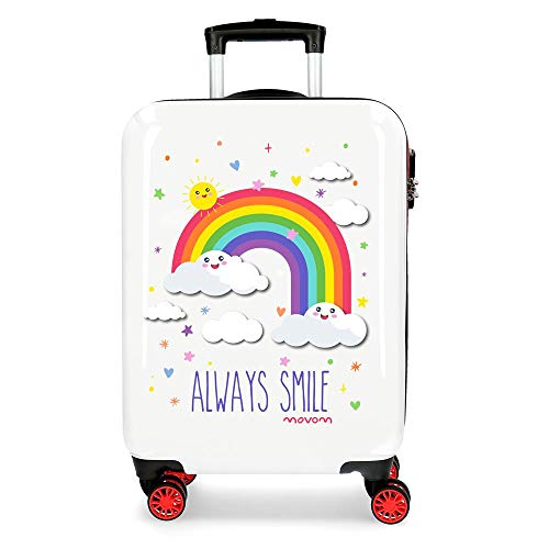 Enso Arcoiris Always Smile Kabinenkoffer Weiß 38x55x20 cms Hartschalen ABS Kombinationsschloss 35L 2,3Kgs 4 Räder Handgepäck von MOVOM