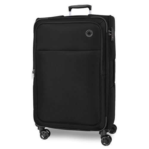 MOVOM Atlanta Großer Koffer, Schwarz, 48 x 76 x 29 cm, weich, Polyester, Verschluss TSA 86L, 3,06 kg, 4 Doppelrollen, Schwarz, Talla única, Großer Koffer von MOVOM