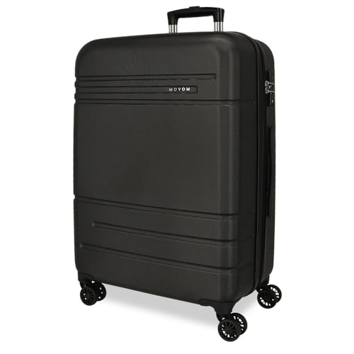 Movom Galaxy Koffer, mittelgroß, Schwarz, 48 x 68 x 27 cm, ABS, seitlicher Kombinationsverschluss, 74 l, 3,86 kg, 4 Doppelrollen, Schwarz, Mittelgroßer Koffer von MOVOM