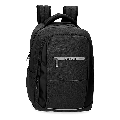 Movom Trimmed Rucksack für Laptop, Doppelfach, Schwarz, 30 x 42 x 15 cm, Polyester, 18,9 l, Schwarz, Laptop-Rucksack mit Zwei Fächern von MOVOM