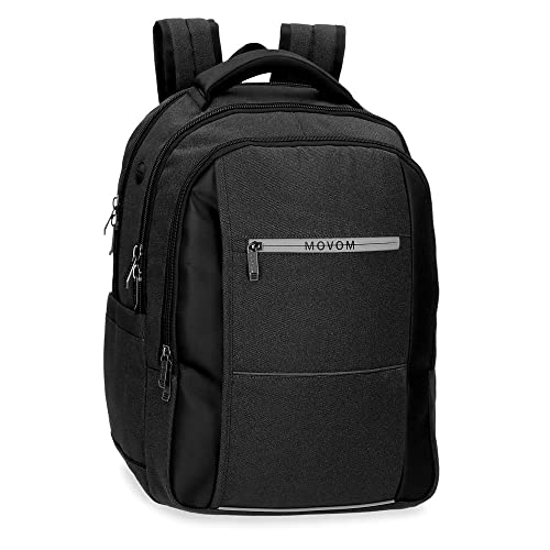 Movom Trimmed Rucksack für Laptop, anpassbar, 15,6 Zoll, Schwarz, 33 x 44,5 x 18 cm, Polyester, 26,14 l, Schwarz, Anpassbarer Laptop-Rucksack von MOVOM