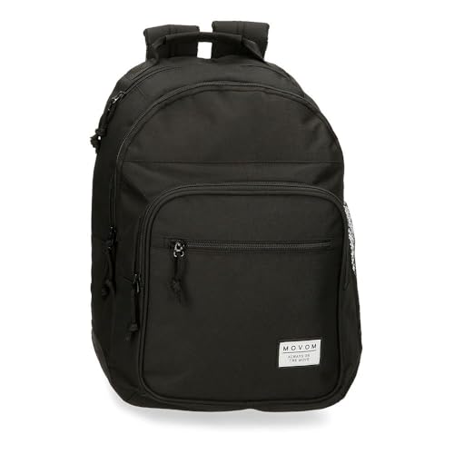 MOVOM Always on The Move Schulrucksack mit Zwei Fächern, Schwarz, 32 x 42 x 15 cm, Polyester, 21,12 l, Schwarz, Schulrucksack mit Zwei Fächern von MOVOM