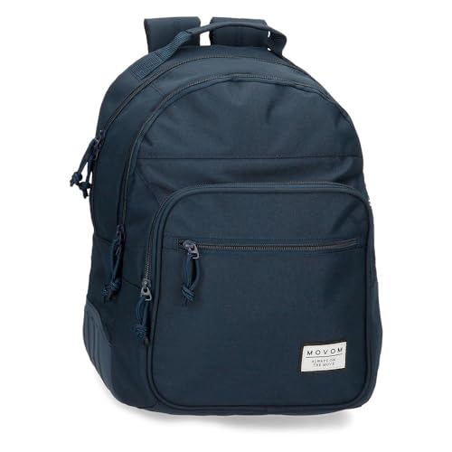 MOVOM Always on The Move Schulrucksack mit Zwei Fächern, anpassbar an Trolley, Blau, 32 x 42 x 15 cm, Polyester, 21,12 l, blau, Schulrucksack mit Zwei Fächern, anpassbar an den Trolley von MOVOM