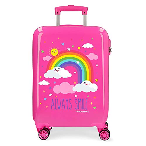 Enso Arcoiris Always Smile Kabinenkoffer Rosa 38x55x20 cms Hartschalen ABS Kombinationsschloss 35L 2,3Kgs 4 Räder Handgepäck von MOVOM