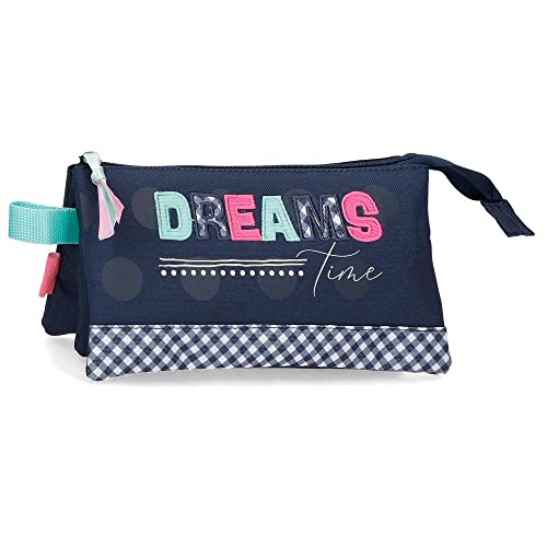 Movom Dreams Time Federmäppchen, dreifach, Blau, 22 x 12 x 5 cm, Polyester, blau, Dreifach-Etui von MOVOM