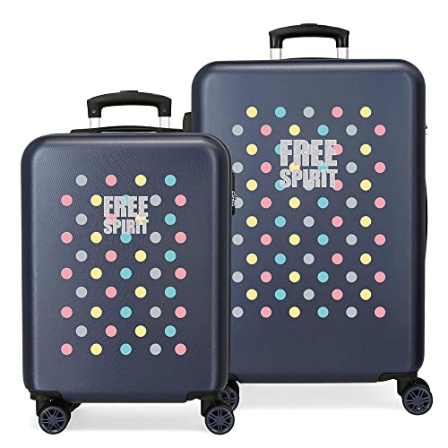 Movom Free Dots Kofferset Blau 55/68 cm Hartschalen ABS Kombinationsschloss 104 L 4 Doppelräder Handgepäck Movom Free Dots Kofferset Blau 55/68 cm Hartschalen ABS Kombinationsschloss 104 L 4 Doppelräder Handgepäck von MOVOM