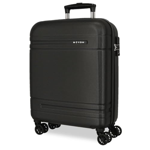 Movom Galaxy Kabinenkoffer, Schwarz, 40 x 55 x 20 cm, Harter ABS-Kunststoff, seitlicher Kombinationsverschluss, 37 l, 2,42 kg, 4 Doppelrollen, Gepäck, Hand, Schwarz, Kabinenkoffer von MOVOM