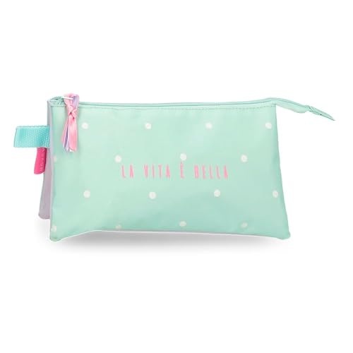 Movom La Vita è Bella Federmäppchen, dreifach, Grün, 22 x 12 x 5 cm, Polyester von Joumma Bags, grün, Dreifaches Federmäppchen von MOVOM