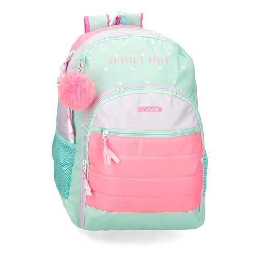 Movom La Vita è Bella Schulrucksack, anpassbar, grün, 33 x 46 x 17 cm, Polyester, 25,81 l, grün, Schulrucksack, anpassbar an Trolley von MOVOM