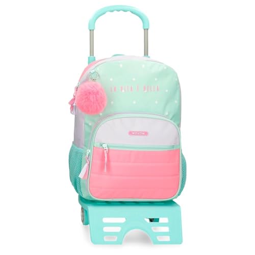 Movom La Vita è Bella Schulrucksack mit Trolley, Grün, 30 x 38 x 12 cm, Polyester, 13,68 l, grün, Schulrucksack mit Trolley von MOVOM