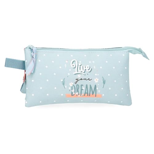 Movom Live Your Dreams Federmäppchen, dreifach, Grün, 22 x 12 x 5 cm, Polyester von Joumma Bags, grün, Dreifaches Federmäppchen von MOVOM