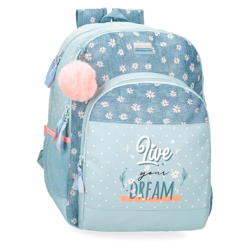 Movom Live Your Dreams Schulrucksack, anpassbar, grün, 33 x 46 x 17 cm, Polyester, 25,81 l, grün, Schulrucksack, anpassbar an Trolley von MOVOM