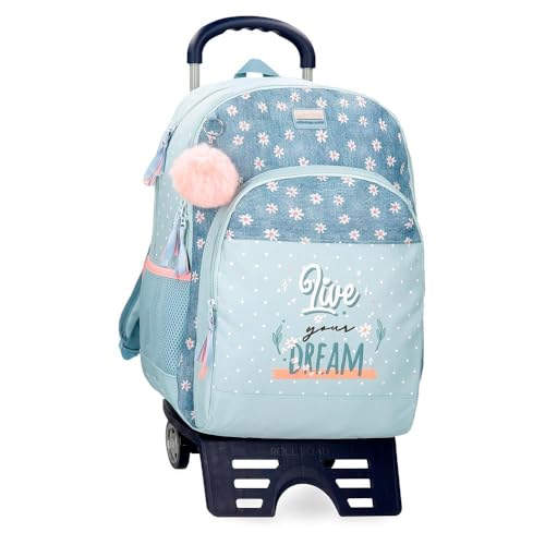 Movom Live Your Dreams Schulrucksack mit Trolley, Grün, 33 x 46 x 17 cm, Polyester, 25,81 l, grün, Schulrucksack mit Trolley von MOVOM