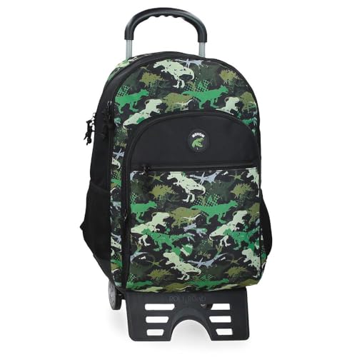 Movom Raptors Schulrucksack mit Trolley, Schwarz, 33 x 44 x 17 cm, Polyester, 24,68 l, Schwarz, Schulrucksack mit Trolley von MOVOM