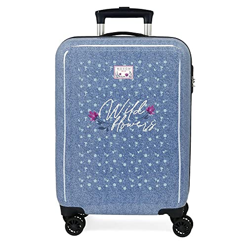 Movom Wildblumen Blauer Kabinenkoffer 38 x 55 x 20 cm Starres ABS Seitliches Zahlenschloss 34 L 2 kg 4 Doppelräder Handgepäck von MOVOM