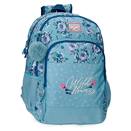 Movom Wild Flowers Schulrucksack mit blauem Trolley 33 x 46 x 17 cm, Polyester, 25,81 l Movom Wild Flowers Schulrucksack mit blauem Trolley 33 x 46 x 17 cm, Polyester, 25,81 l von MOVOM