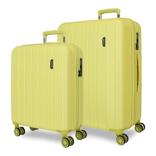 Movom Wood Kabinenkoffer, mittelgroß, groß und Sets, Harter ABS-Kunststoff, TSA-Verschluss, 4 Doppelrollen, ausziehbar, Handgepäck von Joumma Bags, gelb, Set mit 2 Koffern Movom Wood Kabinenkoffer, mittelgroß, groß und Sets, Harter ABS-Kunststoff, TSA-Verschluss, 4 Doppelrollen, ausziehbar, Handgepäck von Joumma Bags, gelb, Set mit 2 Koffern von MOVOM