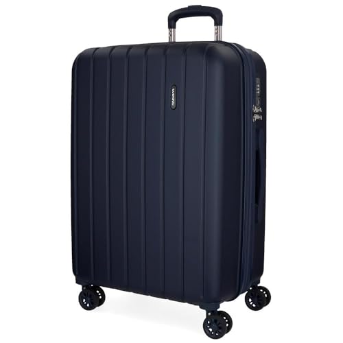 Movom Wood Mittlerer Koffer Blau 44,50x65x27,5 cms Hartschalen ABS TSA-Schloss 68L 3,8Kgs 4 Doppelräder Erweiterbar von MOVOM