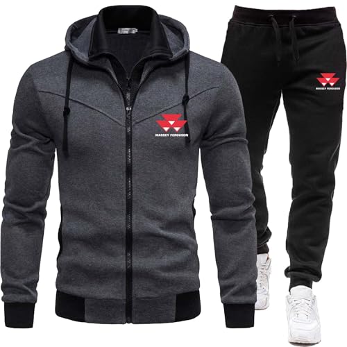 MOYZK Trainingsanzug Herren, Massey-Ferguson Jogginganzug, 2-teiliger Kapuzenjacke Mit Reißverschluss + Hose Set, Frühling Und Herbst Sportswear Freizeitanzug,2XL, Grey MOYZK Trainingsanzug Herren, Massey-Ferguson Jogginganzug, 2-teiliger Kapuzenjacke Mit Reißverschluss + Hose Set, Frühling Und Herbst Sportswear Freizeitanzug,2XL, Grey von MOYZK