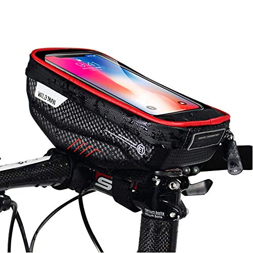 Fahrrad Lenkertasche, Wasserdicht Fahrrad Oberrohrtasche, Fahrradtasche Handyhalterung Ständer für iPhone 12 Pro 11 Pro Max XS MAX XR X 8 7 6S 6 Plus Samsung Smartphones unter 6.5 Zoll von MOZOWO