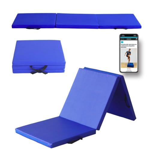 MOZURU - Faltbare Yogamatte - Multifunktional, Rutschfest, Robust - Leicht zu Reinigen, Platzsparend - 180x60x5 cm, Blau, Polyvinylchlorid von MOZURU