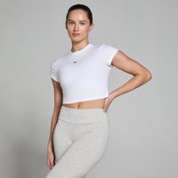 MP Damen Basics Körperbetontes Kurzarm-Crop-T-Shirt – Weiß - XXS von MP