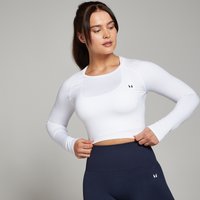 MP Damen Shape Nahtloses Langarm-Crop-Top — Weiß - M von MP