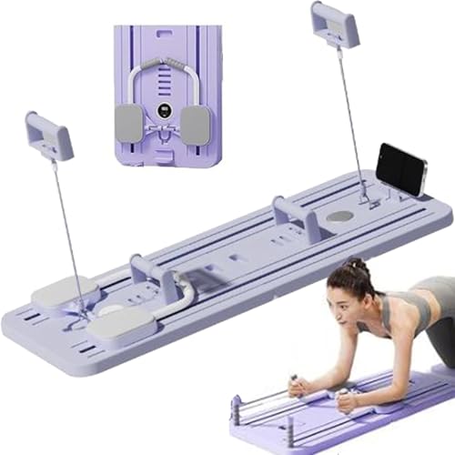 MPYEKP Upgraded Bauchtrainer Bauchroller Board, Faltbares Pilates-Brett, 6 In 1 Reformer Pilates Maschine Mit Handyhalterung, Tragbares Fitnessstudio Für Heimtraining von MPYEKP