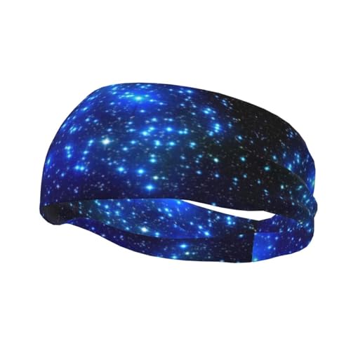 Mqgmz Blaue glänzende Sterne drucken Sport Schweißband elastische Stirnbänder rutschfeste verstellbare feuchtigkeitsableitende Stirnbänder von MQGMZ