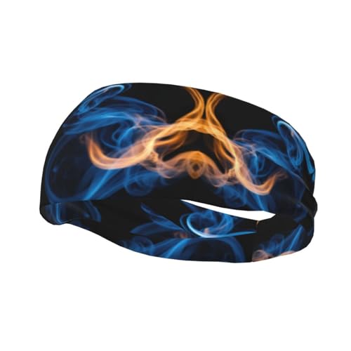 Mqgmz Blaues Flammendruck, Sportschweißband, elastisch, rutschfest, verstellbar, feuchtigkeitsableitende Stirnbänder von MQGMZ